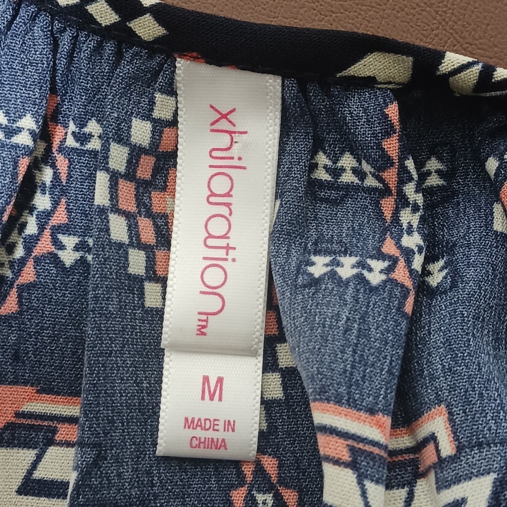 Xhilaration Women's Navy Blue Southwest Print Dress Long Sleeve Size M - Picture 7 of 8